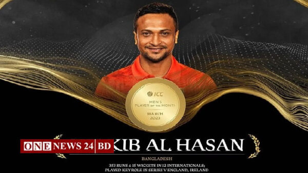 আবারও আইসিসির সম্মাননা পেলেন সাকিব