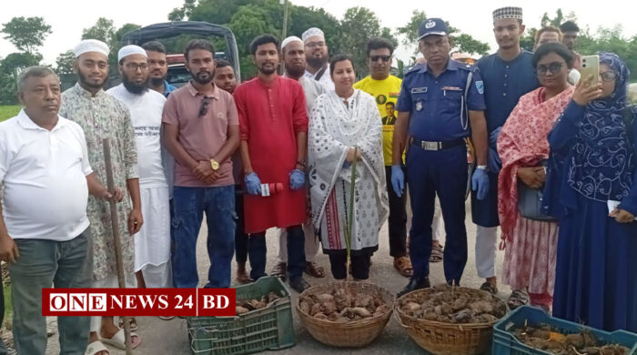 তাড়াইল থানার ওসি সাব্বির রহমানের উদ্যোগে ৫০০ তাল গাছের চারা রোপন 