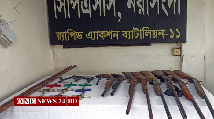 নরসিংদীতে ১১ আগ্নেয়াস্ত্র ও ৩৫ রাউন্ড গুলিসহ ৮ জন গ্রেপ্তার