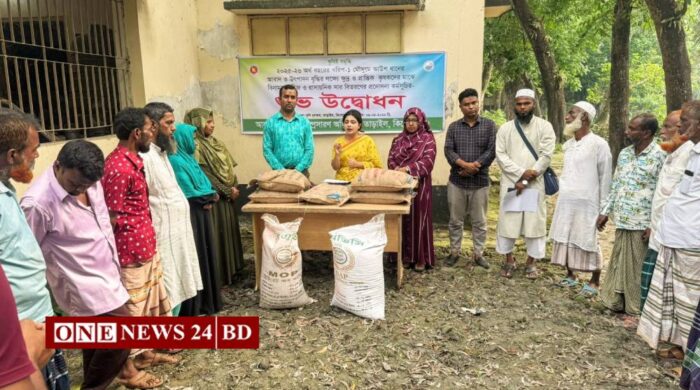 তাড়াইলে ৫০০ কৃষকের মাঝে বিনামূল্যে বীজ ও সার বিতরণ
