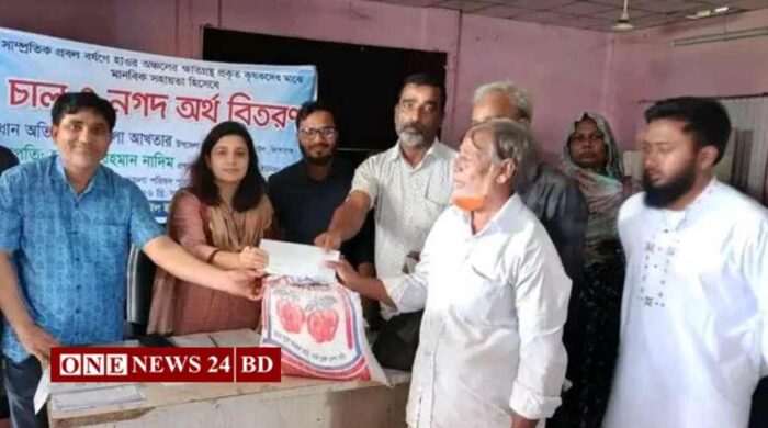 কৃষকের পাশে সরকার: তাড়াইলে ক্ষতিগ্রস্ত কৃষকদের মাঝে চাল ও নগদ অর্থ বিতরণ