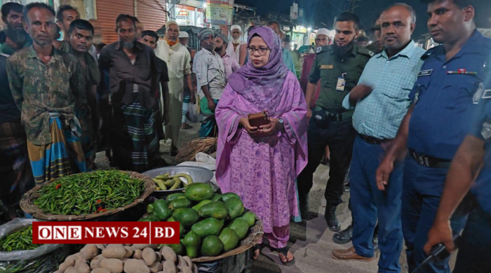 হোসেনপুর নতুন বাজারে ফুটপাত দখলমুক্ত করতে ইউএনওর অভিযান